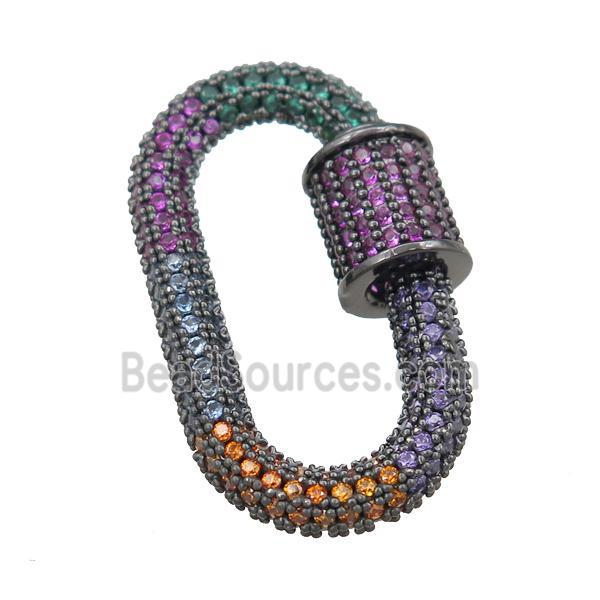 copper Carabiner Clasp pave zircon, black plated