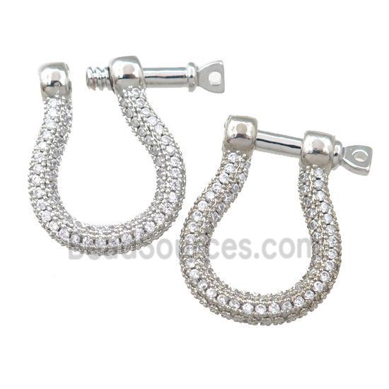 copper clasp pave zircon, platinum plated