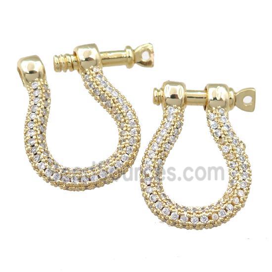 copper clasp pave zircon, gold plated