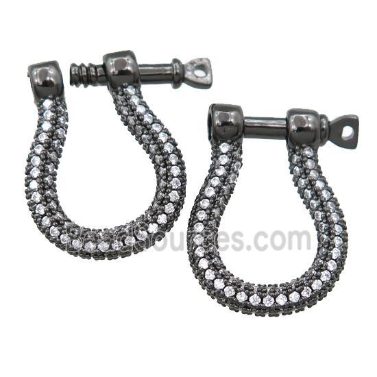 copper clasp pave zircon, black plated