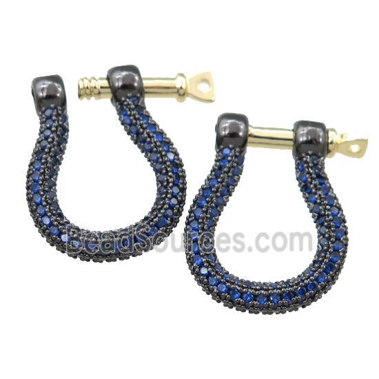 copper clasp pave blue zircon, black plated