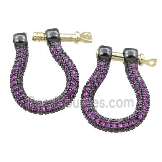 copper clasp pave hotpink zircon, black plated