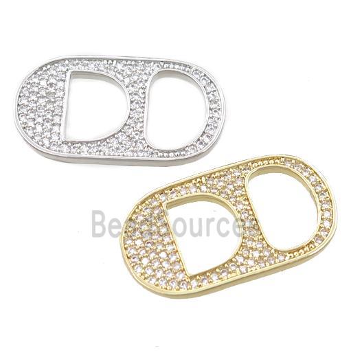 copper oval connector pave zircon, mixed