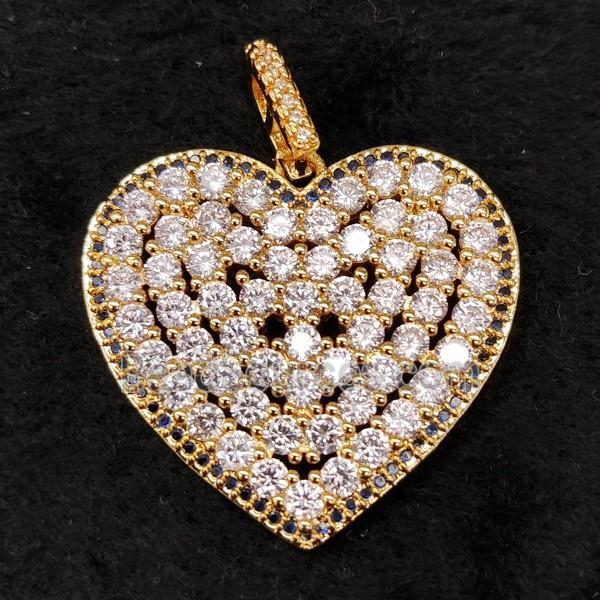 copper heart pendant pave zircon, gold plated