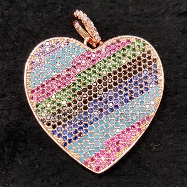 copper heart pendant pave zircon, rose gold