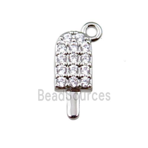 copper icecream pendant pave zircon, platinum plated