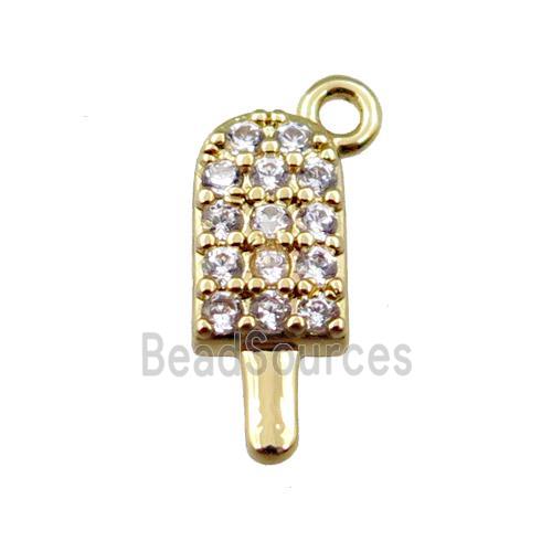 copper icecream pendant pave zircon, gold plated