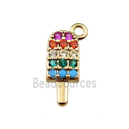 copper icecream pendant pave zircon, gold plated