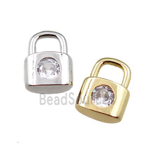 copper Lock pendant pave zircon, mixed