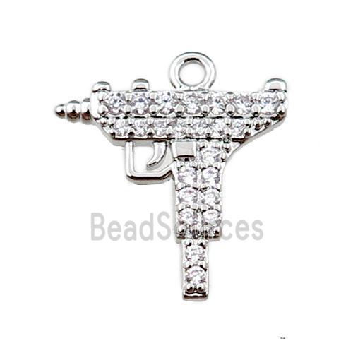 copper electric drill pendant pave zircon, platinum plated