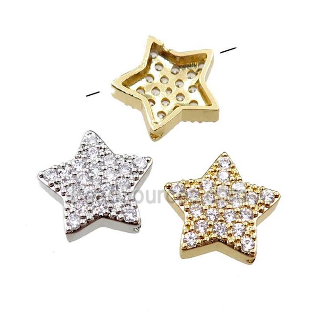 copper star beads pave zircon, mixed