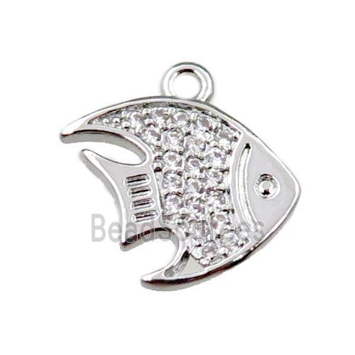 copper goldfish pendant pave zircon, platinum plated