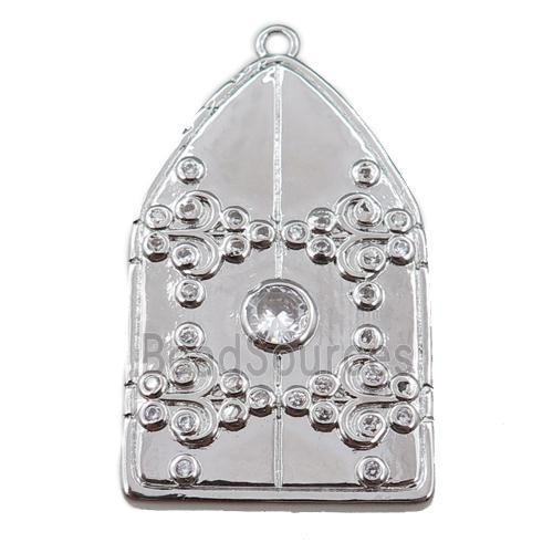 copper house pendant pave zircon, platnum plated