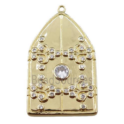 copper house pendant pave zircon, gold plated