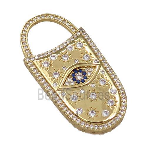 copper bag charm pendant pave zircon, gold plated