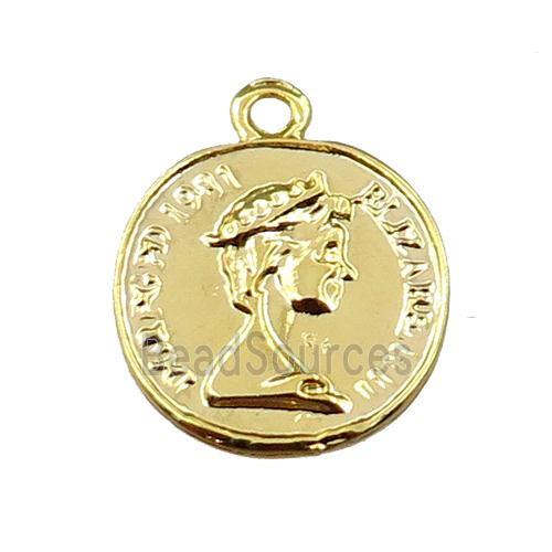 copper coin pendant, gold plated