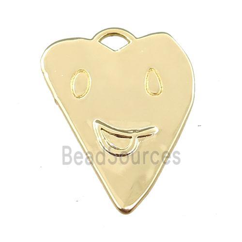 copper emoji pendant, smile face, gold plated