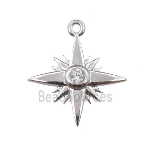 copper northstar pendant pave zircon, platinum plated