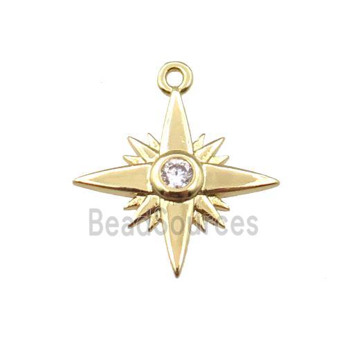 copper northstar pendant pave zircon, gold plated