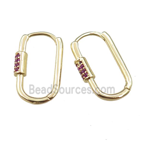 copper Latchback Earring pave zircon, gold plated