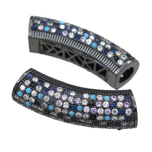 copper tube beads pave zircon, black plated