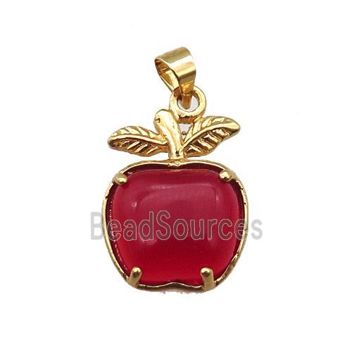 red Cats eye stone apple pendant