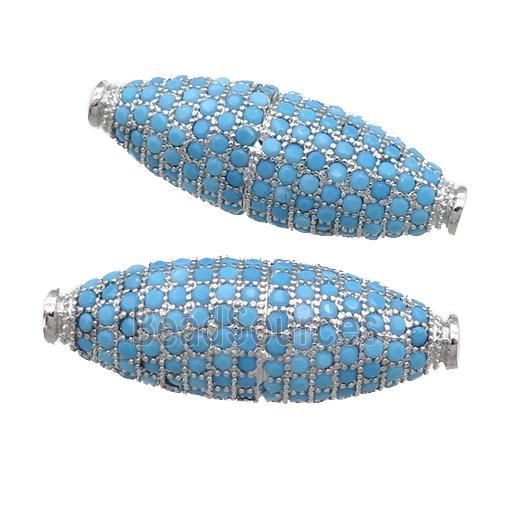 copper rice beads pave zircon, platinum plated