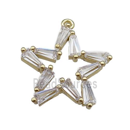 copper star pendant pave zircon, gold plated