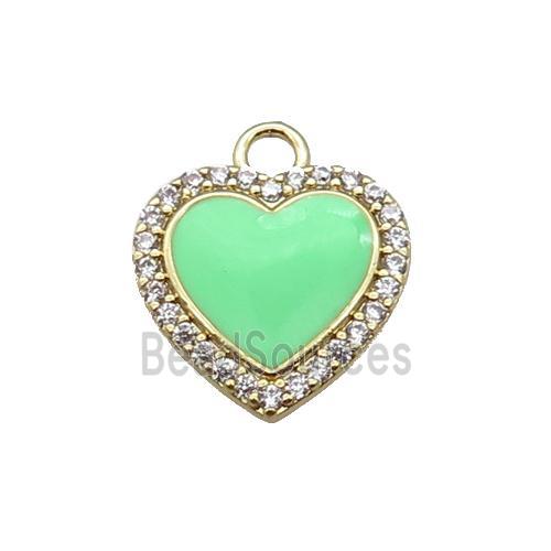 copper heart pendant pave zircon, enameled, gold plated