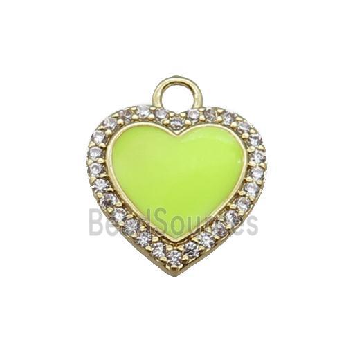 copper heart pendant pave zircon, yellow enameled, gold plated