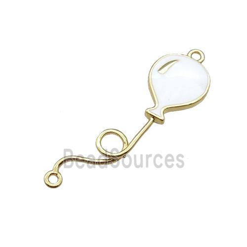 copper ballon charm pendant, white enameled, gold plated