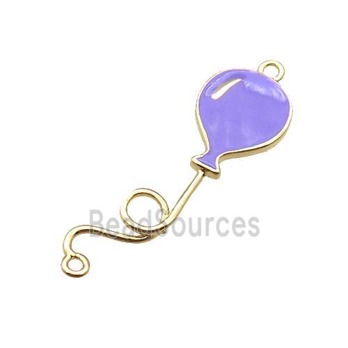 copper ballon pendant, purple enameled, gold plated