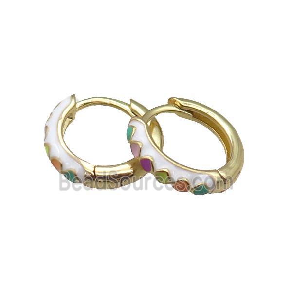 copper Hoop Earrings with enameled, gold plated