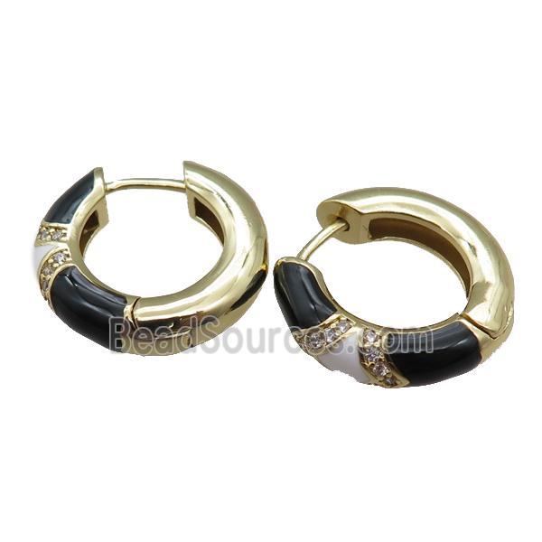 copper Hoop Earrings with enameled, gold plated