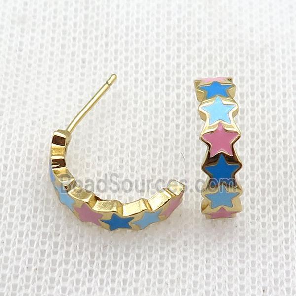 copper Stud Earrings with enameled, gold plated