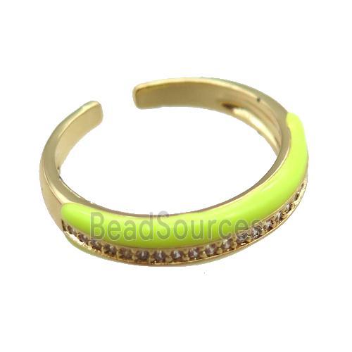 Enameling copper ring pave zircon, gold plated