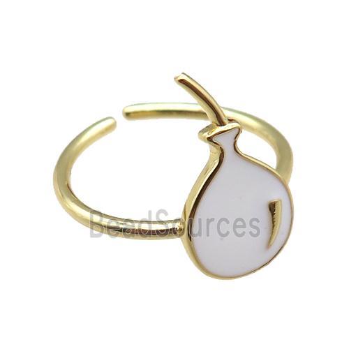 copper rings with white enameling ballon, gold plated