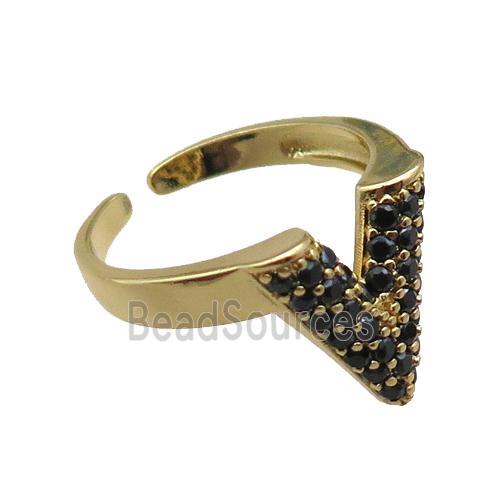 adjustable copper ring pave zircon, gold plated