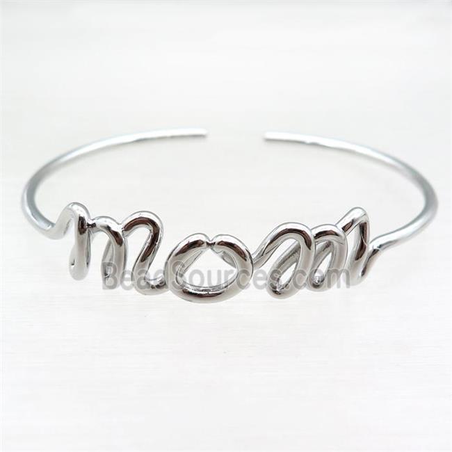 copper MOM bangle, adjustable, platinum plated