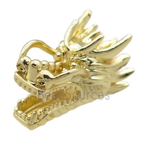 copper dragonhead charm beads, gold plated