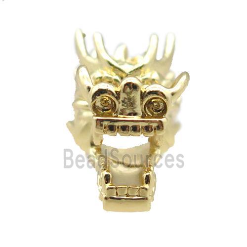 copper dragonhead charm beads, gold plated