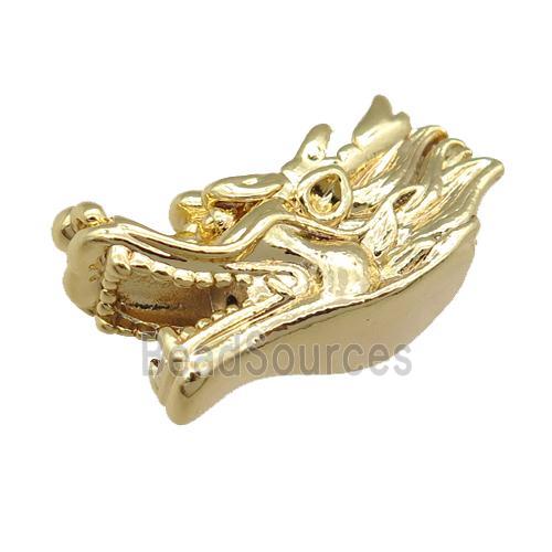 copper dragonhead charm beads, gold plated