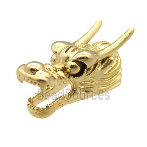 copper dragonhead charm beads, gold plated