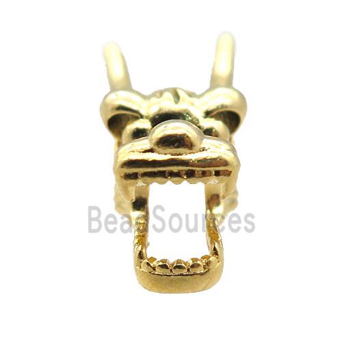 copper dragonhead charm beads, gold plated