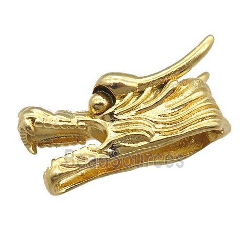 copper dragonhead charm beads, gold plated