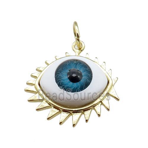 copper evil eye charm pendant, gold plated