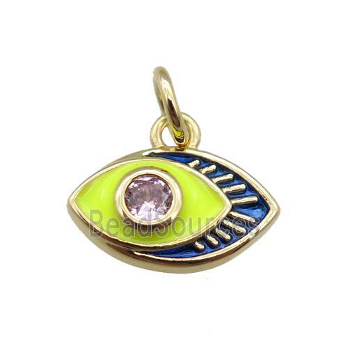 copper eye charm pendant, enameled, gold plated