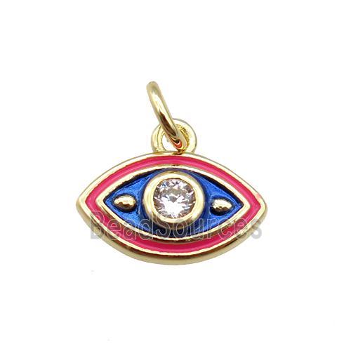 copper eye pendant, enameled, gold plated