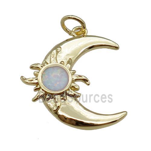 copper moon pendant, gold plated