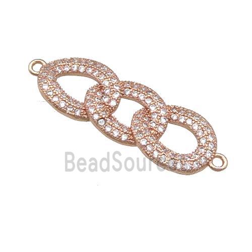 copper link connector pave zircon, rose gold